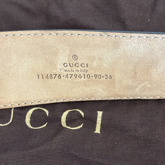 Authentic Gucci Cream Leather Gold Interlocking G Buckle Belt 90/36 main image 4
